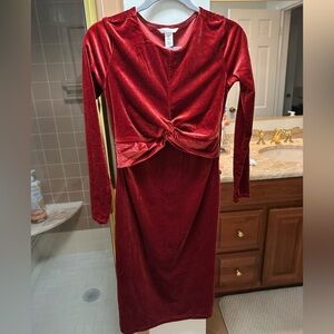 Stretchy Red “velvet” Maternity dress
